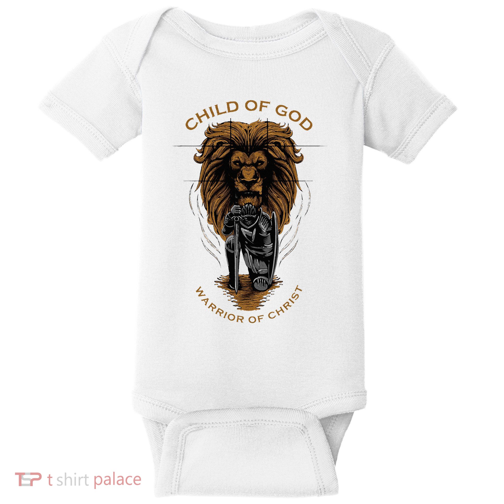 Child Of God Warrior Of Christ Jesus Christian Faith Graphic Baby Bodysuit