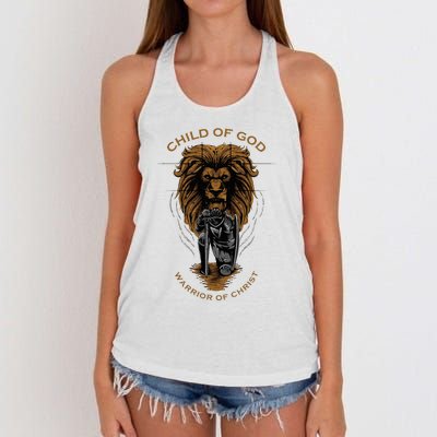 Child Of God Warrior Of Christ Jesus Christian Faith Graphic Women's Knotted Racerback Tank