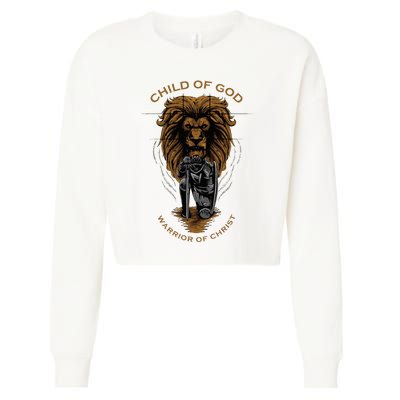 Child Of God Warrior Of Christ Jesus Christian Faith Graphic Cropped Pullover Crew