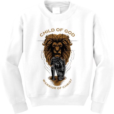 Child Of God Warrior Of Christ Jesus Christian Faith Graphic Kids Sweatshirt