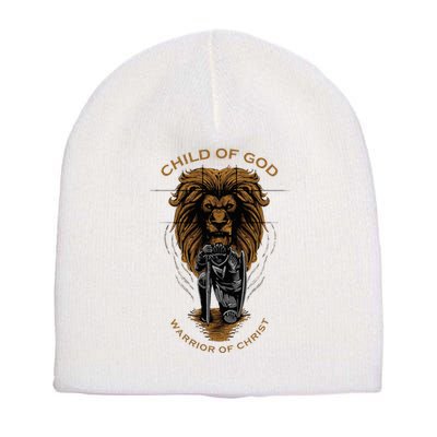 Child Of God Warrior Of Christ Jesus Christian Faith Graphic Short Acrylic Beanie