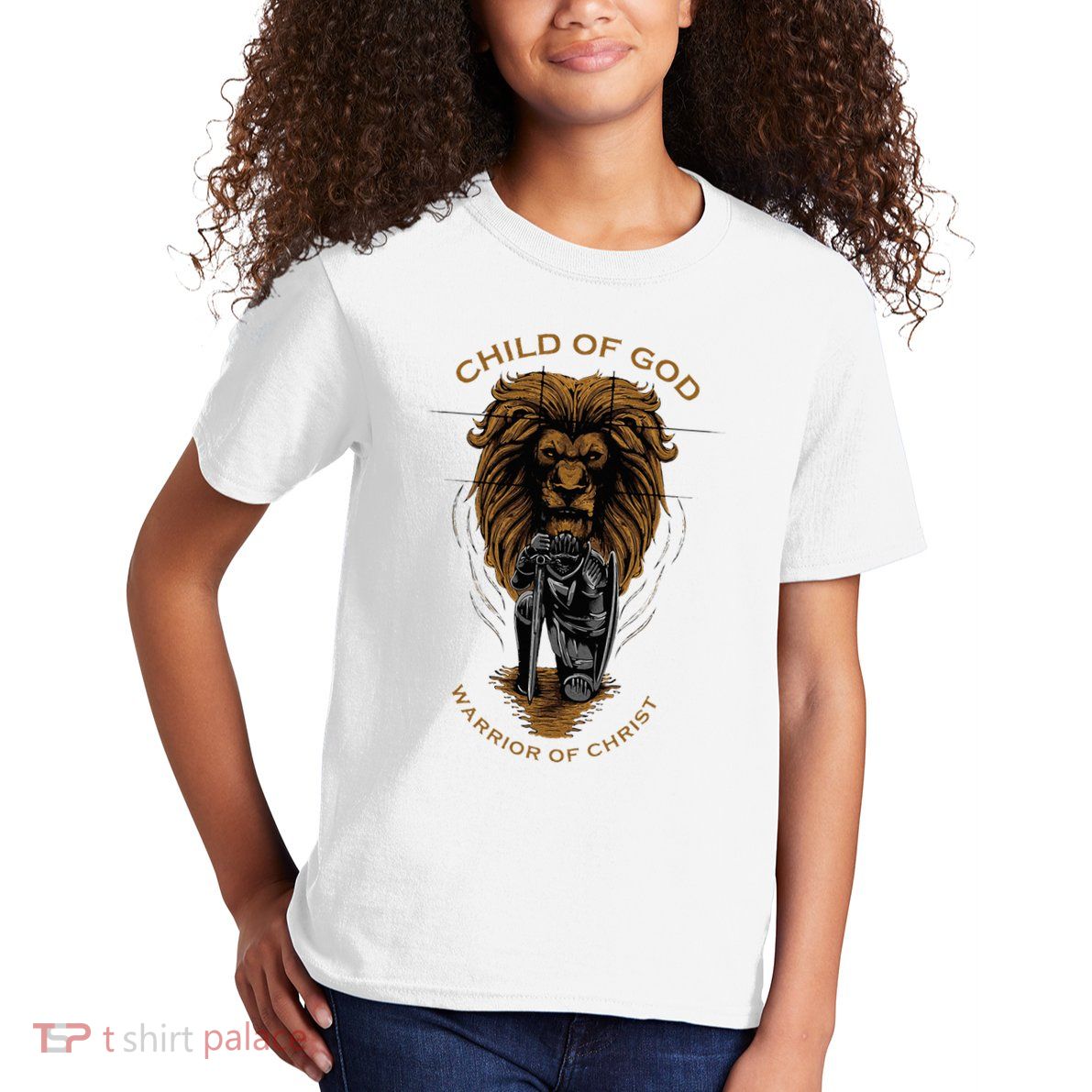 Child Of God Warrior Of Christ Jesus Christian Faith Graphic Kids T-Shirt