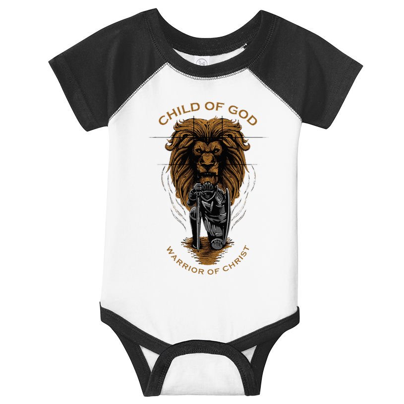 Child Of God Warrior Of Christ Jesus Christian Faith Graphic Infant Baby Jersey Bodysuit