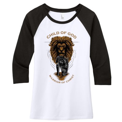 Child Of God Warrior Of Christ Jesus Christian Faith Graphic Women's Tri-Blend 3/4-Sleeve Raglan Shirt