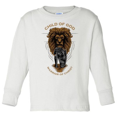 Child Of God Warrior Of Christ Jesus Christian Faith Toddler Long Sleeve Shirt