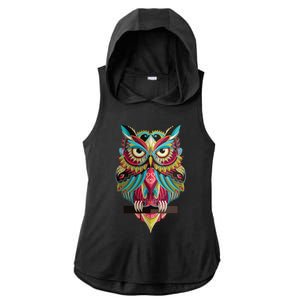 Cool Owl Graphic Tees Cute Graphic Design Illustration Owl Ladies PosiCharge Tri-Blend Wicking Draft Hoodie Tank