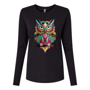 Cool Owl Graphic Tees Cute Graphic Design Illustration Owl Womens Cotton Relaxed Long Sleeve T-Shirt