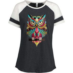 Cool Owl Graphic Tees Cute Graphic Design Illustration Owl Enza Ladies Jersey Colorblock Tee