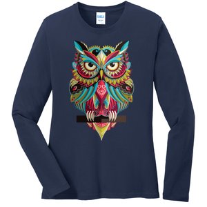 Cool Owl Graphic Tees Cute Graphic Design Illustration Owl Ladies Long Sleeve Shirt