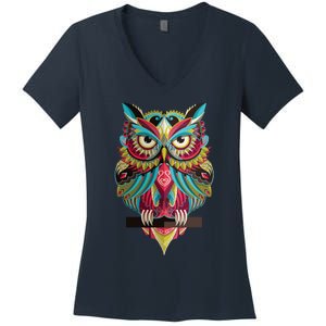 Cool Owl Graphic Tees Cute Graphic Design Illustration Owl Women's V-Neck T-Shirt