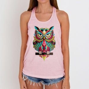 Cool Owl Graphic Tees Cute Graphic Design Illustration Owl Women's Knotted Racerback Tank