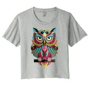 Cool Owl Graphic Tees Cute Graphic Design Illustration Owl Women's Crop Top Tee