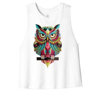 Cool Owl Graphic Tees Cute Graphic Design Illustration Owl Women's Racerback Cropped Tank