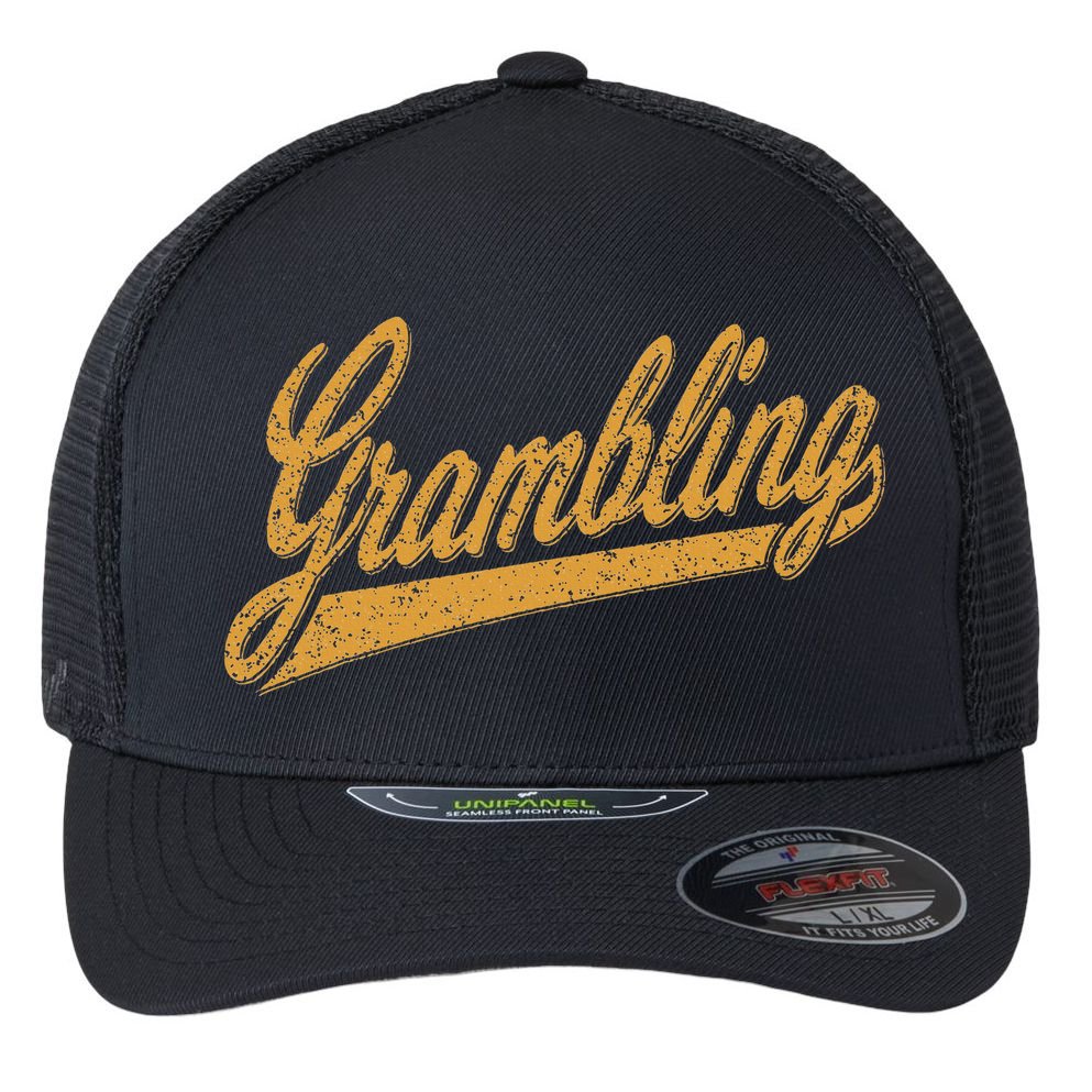 City Of Grambling La Varsity Script Sports Jersey Style Flexfit Unipanel Trucker Cap
