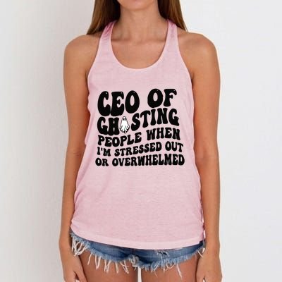 Ceo Of Ghosting People When I'm Stressed Out Or Overwhelmed Women's Knotted Racerback Tank