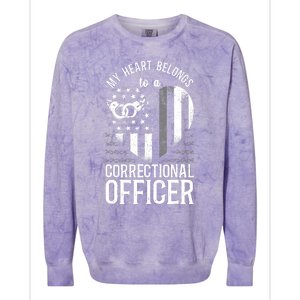 Correctional Officer Girlfriend Wife Heart American Flag Colorblast Crewneck Sweatshirt