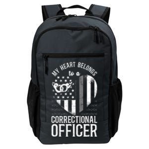 Correctional Officer Girlfriend Wife Heart American Flag Daily Commute Backpack