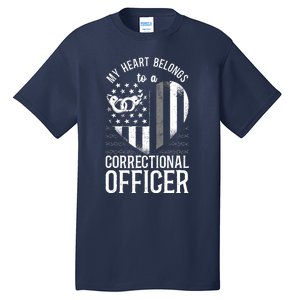 Correctional Officer Girlfriend Wife Heart American Flag Tall T-Shirt