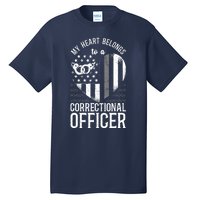 Correctional Officer Girlfriend Wife Heart American Flag Tall T-Shirt