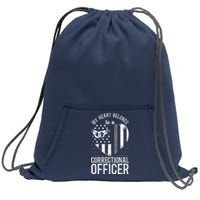 Correctional Officer Girlfriend Wife Heart American Flag Sweatshirt Cinch Pack Bag