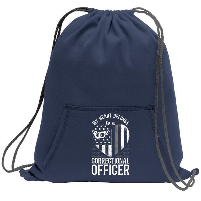 Correctional Officer Girlfriend Wife Heart American Flag Sweatshirt Cinch Pack Bag