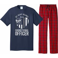 Correctional Officer Girlfriend Wife Heart American Flag Pajama Set