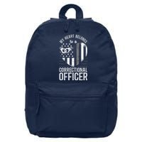 Correctional Officer Girlfriend Wife Heart American Flag 16 in Basic Backpack