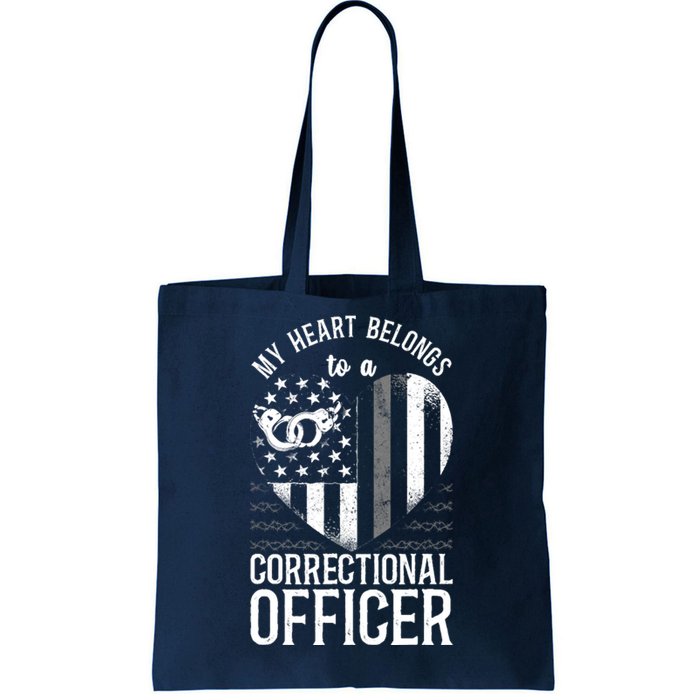 Correctional Officer Girlfriend Wife Heart American Flag Tote Bag