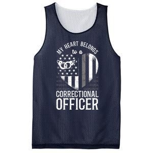 Correctional Officer Girlfriend Wife Heart American Flag Mesh Reversible Basketball Jersey Tank