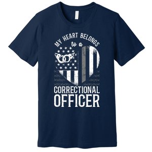 Correctional Officer Girlfriend Wife Heart American Flag Premium T-Shirt