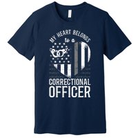 Correctional Officer Girlfriend Wife Heart American Flag Premium T-Shirt