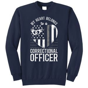 Correctional Officer Girlfriend Wife Heart American Flag Tall Sweatshirt