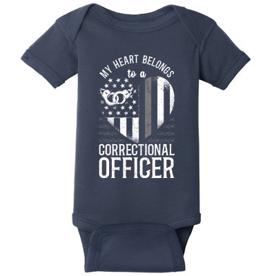 Correctional Officer Girlfriend Wife Heart American Flag Baby Bodysuit