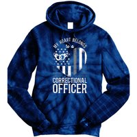 Correctional Officer Girlfriend Wife Heart American Flag Tie Dye Hoodie