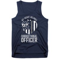 Correctional Officer Girlfriend Wife Heart American Flag Tank Top