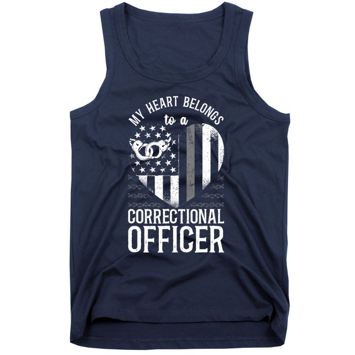 Correctional Officer Girlfriend Wife Heart American Flag Tank Top