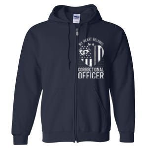 Correctional Officer Girlfriend Wife Heart American Flag Full Zip Hoodie