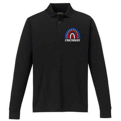 Cincinnati Ohio Gift I Love Cincinnati Usa Cute Gift Performance Long Sleeve Polo