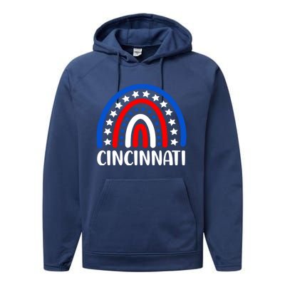 Cincinnati Ohio Gift I Love Cincinnati Usa Cute Gift Performance Fleece Hoodie