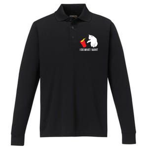 Cat Owner Gift Love Cats I Do What I Want Funny Cat Gift Performance Long Sleeve Polo