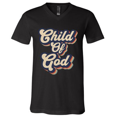 Child Of God Retro Religious Christian Design V-Neck T-Shirt