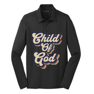 Child Of God Retro Religious Christian Design Silk Touch Performance Long Sleeve Polo