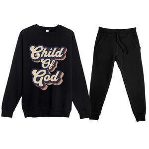 Child Of God Retro Religious Christian Design Premium Crewneck Sweatsuit Set