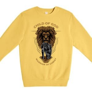 Child Of God Warrior Of Christ Jesus Christian Faith Graphic Premium Crewneck Sweatshirt