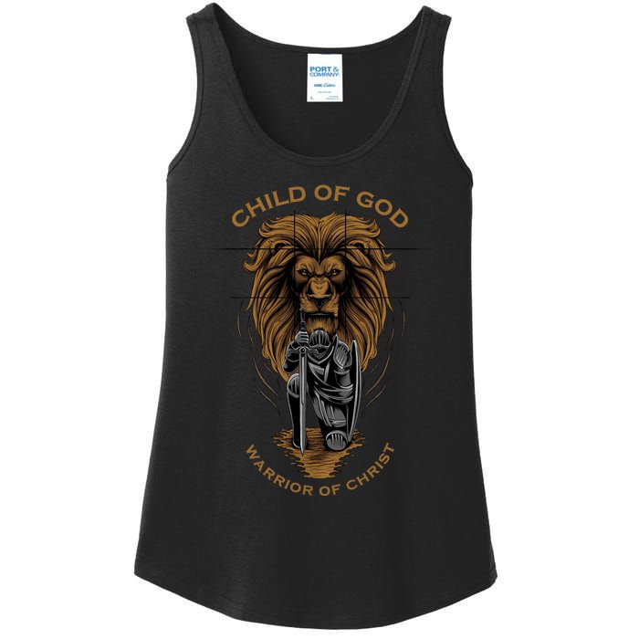 Child Of God Warrior Of Christ Jesus Christian Faith Graphic Ladies Essential Tank