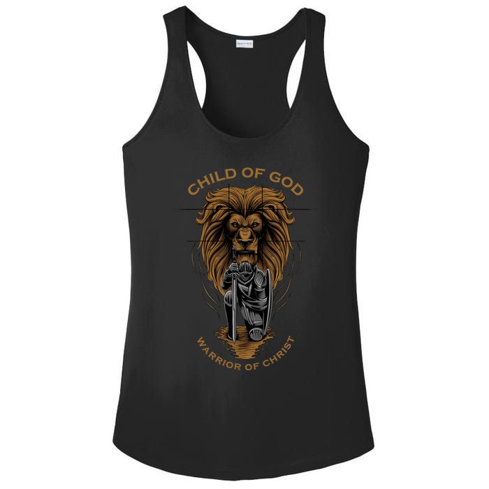 Child Of God Warrior Of Christ Jesus Christian Faith Graphic Ladies PosiCharge Competitor Racerback Tank