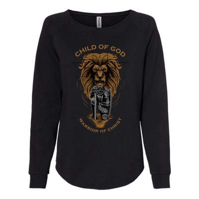 Child Of God Warrior Of Christ Jesus Christian Faith Graphic Womens California Wash Sweatshirt