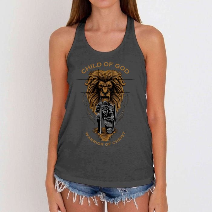 Child Of God Warrior Of Christ Jesus Christian Faith Graphic Women's Knotted Racerback Tank