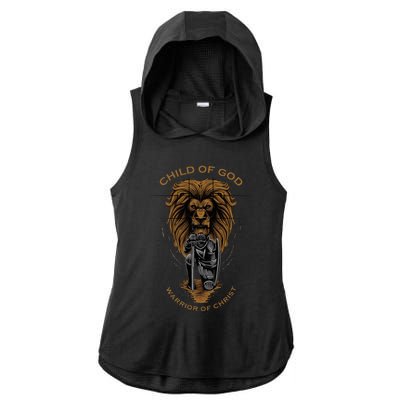 Child Of God Warrior Of Christ Jesus Christian Faith Graphic Ladies PosiCharge Tri-Blend Wicking Draft Hoodie Tank