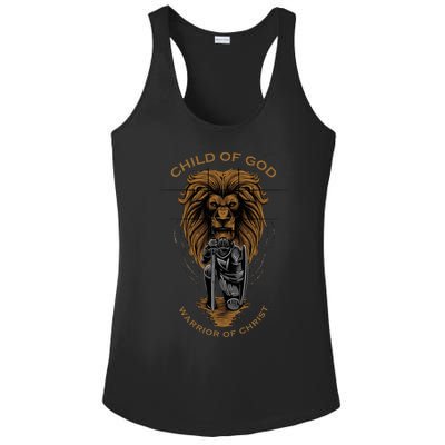 Child Of God Warrior Of Christ Jesus Christian Faith Graphic Ladies PosiCharge Competitor Racerback Tank